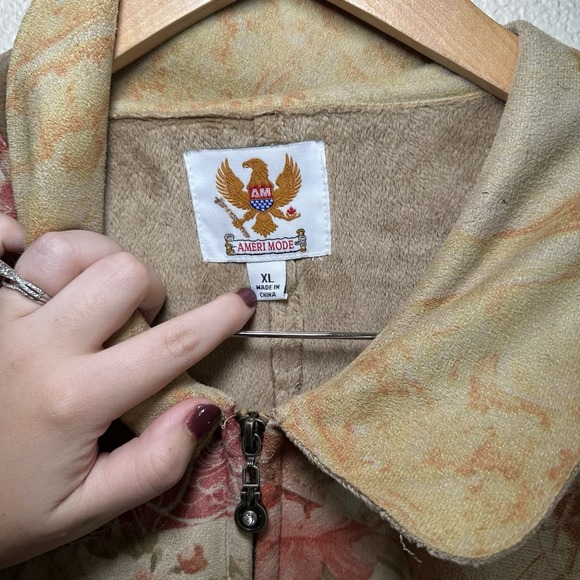 Vintage Ameri Mode Womens XL Faux Suede Floral Jacket Western Fall Outdoor - Picture 2 of 6